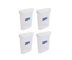 Wham 4 X 5L Large Cereal Dispenser Dry Food Storage Tub Clear With White Lid Kitchen Tub