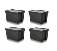 Wham 4 X Black Recycled Plastic 45L Storage Box