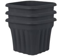 Wham 40cm Square Vista Plastic Planter - Set of 3, Slate