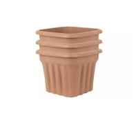 Wham 40cm Square Vista Plastic Planter- Set of 3, Terracotta
