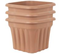 Wham 40cm Square Vista Plastic Planter- Set of 3, Terracotta