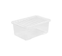 """Wham 45 Liter Storage Clear Heavy Duty Plastic Storage Box Boxes With Lids Home Office Stackable Nestable, Set of 5 Large Storage Boxes With Lids ?59 x 41.2 x 39.9 cm"""
