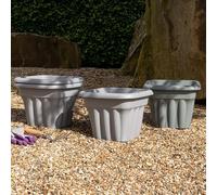 Wham 4x 33cm Vista Plastic Planter, Square Garden Plant Pot, Small Floor Pot (33cm, 16L, Pack of 4) Indoor/Outdoor, Made in UK (Upcycle Grey)