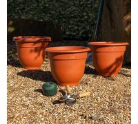 Wham 4x 36cm Round Terracotta Bell Pot Plastic Planter, Medium Garden Floor Pot, Indoor/Outdoor, Made in UK (Terracotta, 36cm Round, Pack 4)