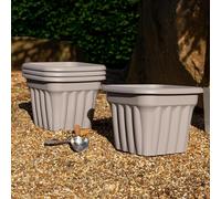 Wham 4x 40cm Vista Plastic Planter, Square Garden Plant Pot, Medium Floor Pot (40cm, 25L, Pack of 4) Indoor/Outdoor, Made in UK (Upcycle Grey)