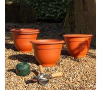 Wham 4X Bell Pot 28Cm Plastic Planter Terracotta, Small Round Garden Floor Plant Pot (28Cm, Pack 4)