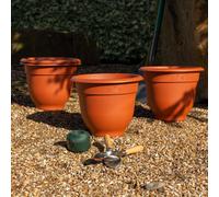 Wham 4X Bell Pot 36Cm Plastic Planter Terracotta, Medium Round Garden Floor Plant Pot (36Cm, Pack 4)