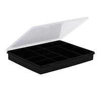 Wham 5.01 10 Division 38cm Plastic Craft DIY Tool Storage Organiser Box Black Clear Lid