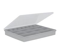 Wham 5.02 18 Division 38cm Plastic DIY Screws Nails Craft Organiser Box - Upcycled Soft Grey