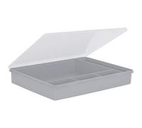 Wham 5.03 38cm 5 Division Plastic A4 Sheet Desk Organiser Storgage Box Upcycled Soft Grey/Clear