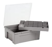 Wham 5.04.01 38cm Plastic Organiser Box with 19 Division Tray, Soft Grey