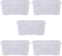 Wham 5 X Crystal 45 Liter Plastic Storage Box 60 X 40 X 25 Cm - Tint Grey