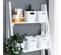Wham 5x Plastic Studio Basket 1.01 Square Home & Office Storage Basket, 10 x 10 x 10cm, 720ml (Ice White)
