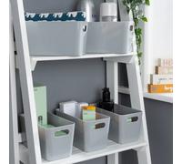 Wham 5X Plastic Studio Basket 6.01 Rectangular Home & Office Storage Basket, 20 X 10 X 10Cm, 1.4L (Cool Grey)