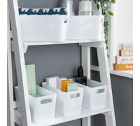 Wham 5X Plastic Studio Basket 6.01 Rectangular Home & Office Storage Basket, 20 X 10 X 10Cm, 1.4L (Ice White)