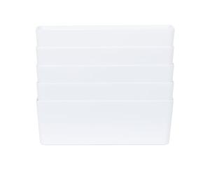Wham 5x Plastic Studio Basket 7.01 Rectangular Home & Office Storage Basket, 30 x 10 x 10cm, 2L (Ice White)
