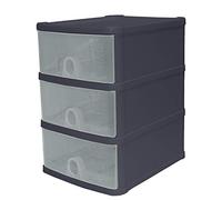 Wham A5 Desktop 3/4 Draw Tower Storage Unit - Pull Out Drawer Store System - Graphite/Clear