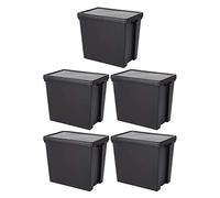 Wham Bam 100% Recycled Super Strong Impact Resistant Black Re-Usable Storage Boxes With Lids 150 Litre 79.5 x 60 x 39.5cm (5 Boxes)