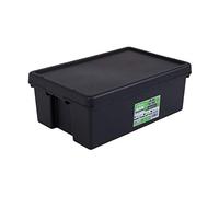 Wham Bam 100% Recycled Super Strong Impact Resistant Black Re-Usable Storage Boxes With Lids 36 Litre 59.5 x 40 x 21.5cm (5 Boxes)