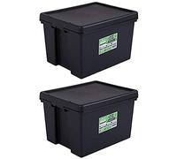 Wham Bam 100% Recycled Super Strong Impact Resistant Black Re-Usable Storage Boxes With Lids 45 Litre 50 x 39.5 x 32cm (2 Boxes)