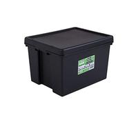 Wham Bam 100% Recycled Super Strong Impact Resistant Black Re-Usable Storage Boxes With Lids 45 Litre 50 x 39.5 x 32cm (5 Boxes)