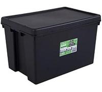 Wham Bam 100% Recycled Super Strong Impact Resistant Black Re-Usable Storage Boxes With Lids 62 Litre 59.5 x 40 x 37cm (10 Boxes)