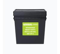 Wham Bam Heavy Duty Storage Boxes With Lids, Recycled and Recyclable Strong Box, Black, Garage, Shed, Secure (92L, Set of 2)