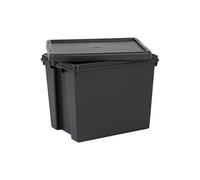 Wham Bam Heavy Duty Storage Boxes With Lids, Recycled and Recyclable Strong Box, Black, Garage, Shed, Secure (24L, Set of 3)