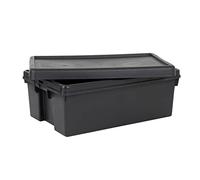 Wham Bam Heavy Duty Storage Boxes With Lids, Recycled and Recyclable Strong Box, Black, Garage, Shed, Secure (36L, Set of 3)