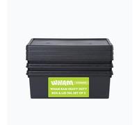 Wham Bam Heavy Duty Storage Boxes With Lids, Recycled and Recyclable Strong Box, Black, Garage, Shed, Secure (36L, Set of 3)
