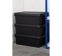 Wham Bam 3 x 36L Stackable Plastic Storage Box & Lid in Black Wham Black