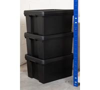 Wham Bam 3 x 45L Stackable Plastic Storage Box & Lid in Black Wham Black