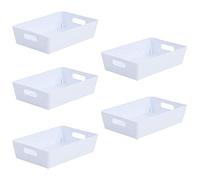 Wham Bam 4.01 Ice White Plastic Studio Storage Baskets Office Home & Kitchen Tidy Organiser 25.5 x 17 x 6cm (5 Baskets)