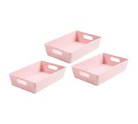 Wham Bam 4.01 Pink Plastic Studio Storage Baskets Office Home & Kitchen Tidy Organiser 25.5 x 17 x 6cm (3 Baskets)