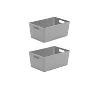 Wham Bam 4.02 Cool Grey Plastic Studio Storage Baskets Office Home & Kitchen Tidy Organiser 25.5 x 17 x 11cm (2 Baskets)