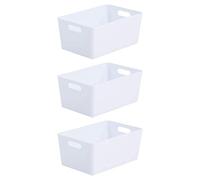 Wham Bam 4.02 Ice White Plastic Studio Storage Baskets Office Home & Kitchen Tidy Organiser 25.5 x 17 x 11cm (3 Baskets)