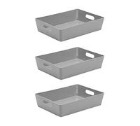 Wham Bam 5.01 Cool Grey Plastic Studio Storage Baskets Office Home & Kitchen Tidy Organiser 35 x 26 x 8.5cm (3 Baskets)