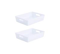 Wham Bam 5.01 Ice White Plastic Studio Storage Baskets Office Home & Kitchen Tidy Organiser 35 x 26 x 8.5cm (2 Baskets)