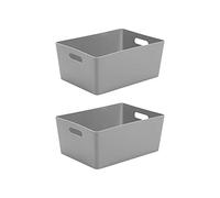 Wham Bam 5.02 Cool Grey Plastic Studio Storage Baskets Office Home & Kitchen Tidy Organiser 35 x 26 x 15cm (2 Baskets)