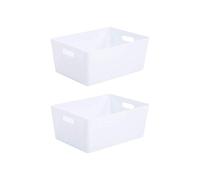 Wham Bam 5.02 Ice White Plastic Studio Storage Baskets Office Home & Kitchen Tidy Organiser 35 x 26 x 15cm (2 Baskets)