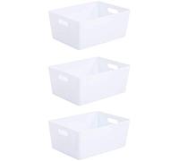 Wham Bam 5.02 Ice White Plastic Studio Storage Baskets Office Home & Kitchen Tidy Organiser 35 x 26 x 15cm (3 Baskets)