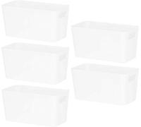 Wham Bam 6.01 Ice White Plastic Studio Storage Baskets Office Home & Kitchen Tidy Organiser 20.0 x 10.0 x 10.0cm (5 Baskets)