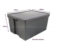 Wham Bam Heavy Duty Black 150L Large Plastic Stackable Storage Box With Lid
