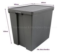 Wham Bam Black Heavy Duty Plastic Storage Box Boxes With Lids - Recycled Plastic