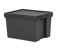 Wham Bam Upcycled Heavy Duty Black 45L Medium Plastic Stackable Storage Box With Lid
