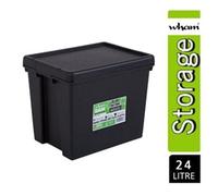 Wham Bam Recycled Storage Boxes 24 Litre Pack of 3, Black