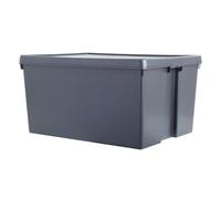 Wham Bam Heavy Duty Black 150L Large Plastic Stackable Storage Box With Lid