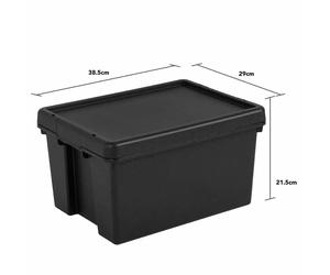 Wham Bam Heavy Duty Storage Box & Lid Black Recycled Plastic - 16L/24L/36L/45L