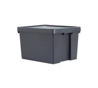 Wham Bam Upcycled Heavy Duty Black 45L Medium Plastic Stackable Storage Box With Lid