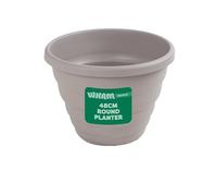 Wham Beehive Round Plastic Garden Planter | 100% Recycled Plastic | Lightweight & Weather-Resistant | Drainage Points for Easy Drilling | Indoor & Outdoor Use | Made in UK (Fawn, 48cm - Pack of 4)